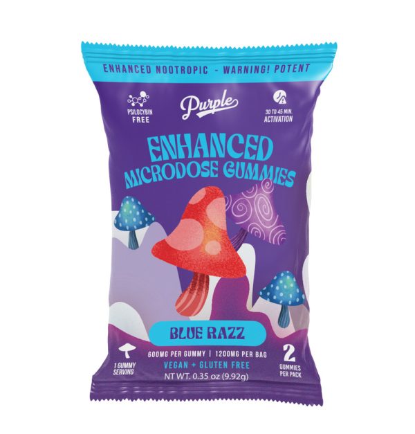 Purple Mushroom Enhanced Microdose Gummies - Blue Razz