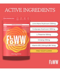 floww cordyceps and lions mane mushroom gummies