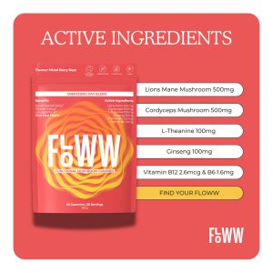 floww cordyceps and lions mane mushroom gummies