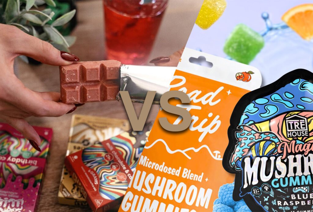 the difference between mushroom chocolates and mushroom gummies